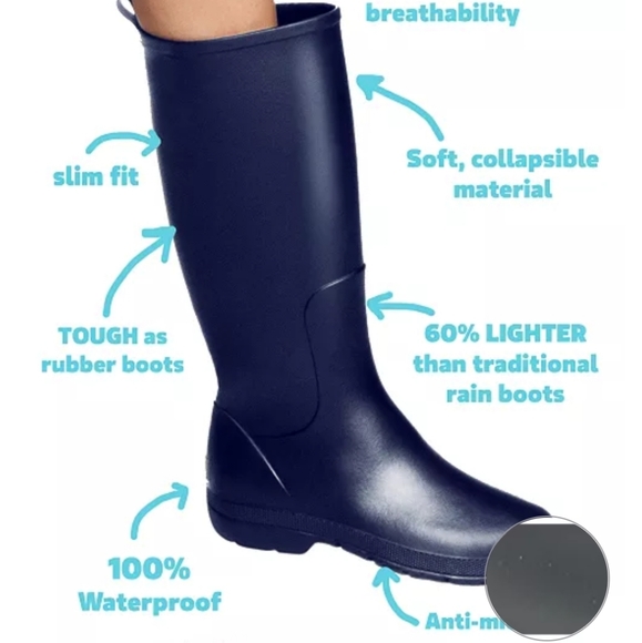 Totes Cirrus Tall Rain Boots Mineral -9 - Picture 2 of 8